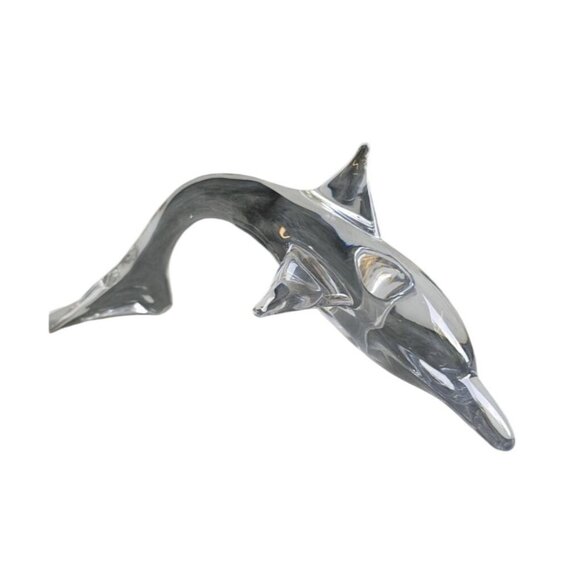 Daum France Crystal Dolphin Large Clear Signed 19" x 7" x 7.5"  READ - Picture 3 of 6